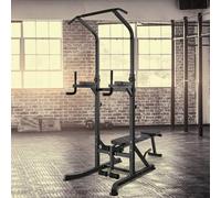 HOMCOM Pull Up Station with Adjustable Weight Bench, Dip Station and Barbell Rack, Multi-Function Power Tower Free Standing Pull Up Bar for Home Gym