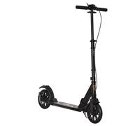HOMCOM Adult Teens Kick Scooter Foldable Height Adjustable Aluminium Ride On Toy for 14+ w/ Rear Wheel & Hand Brake, 200mm Big Wheels, Shock Mitigation System - Black Black