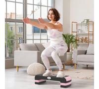 HOMCOM Aerobic Step, 10cm, 15cm & 20cm Height Adjustable Exercise Stepper for Exercise Workout, Nonslip Step Board Great for Home & Office, Black and Pink