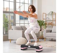 Homcom Aerobic Step Three-Level Adjustable Exercise Stepper, Black And Pink Pink