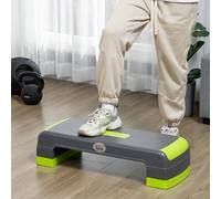 HOMCOM Aerobic Step, 10cm, 15cm & 20cm Height Adjustable Exercise Stepper for Exercise Workout, Nonslip Step Board Great for Home & Office, Grey and Green