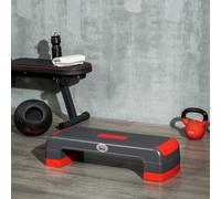 HOMCOM Aerobic Step Three-Level Adjustable Exercise Stepper, Grey and Red, Grey