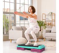 HOMCOM Aerobic Stepper with 4 Risers, Adjustable 10/15/20 cm, Anti-Slip Top, 150 kg, Indoor/Outdoor A90-210