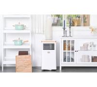 HOMCOM 10000 BTU 4-In-1 Compact Portable Mobile Air Conditioner Unit Cooling Dehumidifying Ventilating w/ Fan Remote LED 24 Hr Timer Auto Shut-Down