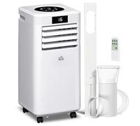 HOMCOM Air Conditioning Unit 10000 BTU, 4-in-1 Portable Air Conditioner, Dehumidifier, Cooling, Fan, Sleep Mode with Remote Control, Digital Display, 2 Speeds, 24H Timer, Window Venting Kit, 22m²