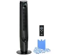 HOMCOM Air Cooler, 2.8L Oscillating Ice Cooling Fan with 3 Speeds, 4 Modes, 12 Hour Timer, LED Display and Remote Control for Bedroom, Office, Living Room, Black