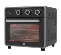 HOMCOM Air Fryer Oven - 20L Multifunction Mini Oven - Countertop Convection Oven with Double Layered Glass Door - Adjustable Temp and Timer - Oil-Less