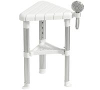 Homcom Aluminium Alloy Shower Stool With Storage Shelf And Hdpe Seat, White White