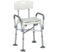 HOMCOM Aluminium Shower Chair with Backs and Arms - Height Adjustable Shower Seat with Removable Padded Cushion - Bath Stool for Seniors - Disabled -