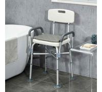 HOMCOM Aluminium Shower Chair with Backs and Arms, Height Adjustable Shower Seat with Removable Padded Cushion, Bath Stool for Seniors, Disabled, Pregnant, White White