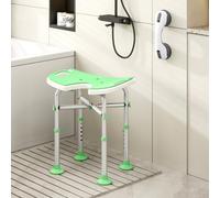 Homcom Aluminium Shower Stool For Elderly Disabled Non-Slip Bath Stool Green