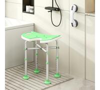 HOMCOM Aluminium Shower Stool for Elderly Disabled Non-Slip Bath Stool Green - Green