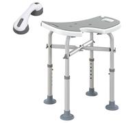 Homcom Aluminium Shower Stool For Elderly Disabled Non-Slip Bath Stool In Grey Grey