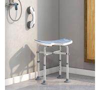 HOMCOM Aluminium Shower Stool for Elderly Disabled Non-Slip Bath Stool in Light Blue HOMCOM Light Blue