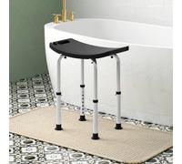 Homcom Aluminium Shower Stool W/ Adjustable Height Non-Slip Bath Stool Black Black