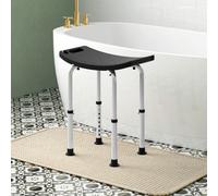 HOMCOM Aluminium Shower Stool w/ Adjustable Height Non-Slip Bath Stool Black, Black