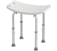 Homcom Aluminium Shower Stool W/ Adjustable Height Non-Slip Bath Stool White In Cream Cream