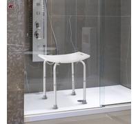 HOMCOM Aluminium Shower Stool w/ Adjustable Height Non-Slip Bath Stool - White