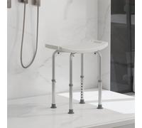HOMCOM Aluminium Shower Stool w/ Adjustable Height Non-Slip Bath Stool White in Cream HOMCOM Cream