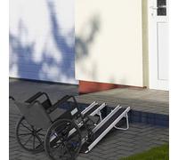 Homcom Aluminium Telescopic Wheelchair Ramps, 244Cm, 270Kg, Folding Ramp In Silver Silver One Size