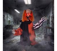 Homcom Animated Halloween Clown With Face Changing Animatronics