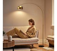 HOMCOM Arc Floor Lamp for Living Room, Free Standing Tall Lamp, Gold Tone HOMCOM Gold