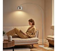 HOMCOM Arc Floor Lamp for Living Room, Free Standing Tall Lamp - Silver Tone - 100L x 26W x 167H cm