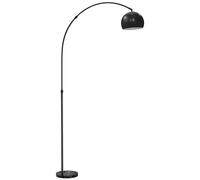 HOMCOM Arc Floor Lamp for Living Room, Modern Adjustable Standing Lamp with Faux Black Marble Base Black