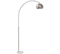 HOMCOM Arc Floor Lamp for Living Room, Modern Adjustable Standing Lamp with Faux Black Marble Base Silver Tone