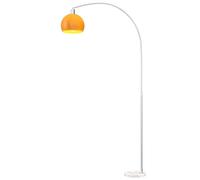 HOMCOM Arc Floor Lamp, Modern Standing Lamp with Marble Base, Bell Shade & Foot Switch, Minimalist Tall Pole Lights for Living Room, Bedroom, Orange