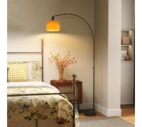 HOMCOM Arc Floor Lamp, Modern Standing Lamp with Marble Base, Black | Bell Shade & Foot Switch, Minimalist Tall Pole Lights for Living Room, Bedroom, Home Office