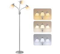 HOMCOM Arc Tree Floor Lamp with 3 Adjustable Rotating Lights and 3000K/4500K/6500K Colour Temperatures, Industrial Standing Lamp with Steel Frame for Bedroom Living Room, 155cm, Silver Tone