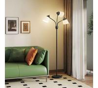 HOMCOM Arc Tree Floor Lamp with 3 Adjustable Rotating Lights and 3000K/4500K/6500K Colour Temperatures, Industrial Standing Lamp with Steel Frame for Bedroom Living Room, 155cm, Black Black
