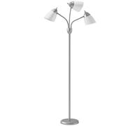 HOMCOM Arc Tree Floor Lamp with 3 Adjustable Rotating Lights, Industrial Standing Lamp with Steel Frame, Silver Tone