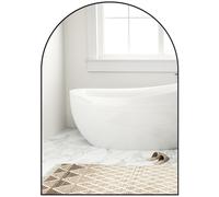 HOMCOM Arch Bathroom Mirror, Modern Wall Mirror with Steel Frame, Black, Black