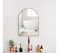 Homcom Arch Bathroom Mirror, Wall Mirror With Steel Frame, 50 X 70Cm, Black Black One Size