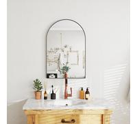 HOMCOM Arch Bathroom Mirror, Modern Wall Mirror with Steel Frame, Black, Black