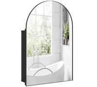 HOMCOM Arched Bathroom Mirror Cabinet Metal Frame Wall 50 x 76 cm Black