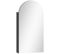 HOMCOM Arched Bathroom Mirror Cabinet with Adjustable Glass Shelves - Black