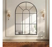 Portland Black Arched Window Wall Mirror 91 x 60cm - Wilko