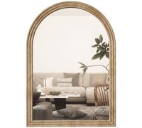 HOMCOM Arched Wall Mirror with Grooved Edge Modern 50 x 2 x 70 cm Brown | Wall-Mounted Mirror, for Living Room, Entryway, Bedroom, Hallway