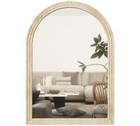 HOMCOM Arched Wall Mirror with Grooved Edge, Modern Wall-Mounted Mirror for Living Room, Entryway, Bedroom, Hallway, 50 x 2 x 70 cm, Beige