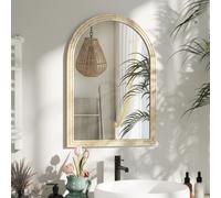 HOMCOM Arched Wall Mirror with Modern Tempered Glass & Polystyrene Beige