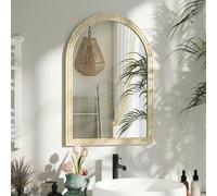 Homcom Arched Wall Mirror With Modern Tempered Glass & Polystyrene Beige