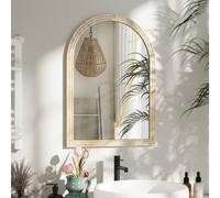 HOMCOM Arched Wall Mirror with Modern Tempered Glass & Polystyrene Beige HOMCOM Beige