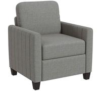 HOMCOM Modern Accent Chair with Spring Cushion, Back Pillow, Grey in Light Grey HOMCOM Light Grey