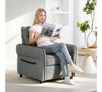Homcom Armchair, Faux Leather Accent Chair With Thicken Cushion, Grey