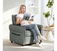 HOMCOM Armchair, Faux Leather Accent Chair with Thicken Cushion, Grey - Grey - Armchair
