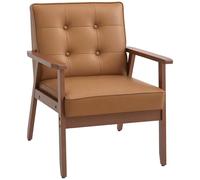 HOMCOM Accent Chair PU Leather Armchair with Armrests for Living Room Brown