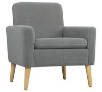 HOMCOM Armchair, Upholstered Accent Chair with Wood Legs and Wide Padded Seat, Teddy Occasional Chair, Grey